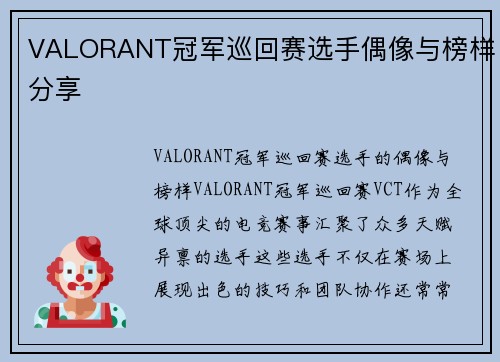 VALORANT冠军巡回赛选手偶像与榜样分享
