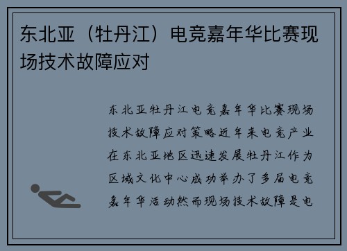 东北亚（牡丹江）电竞嘉年华比赛现场技术故障应对